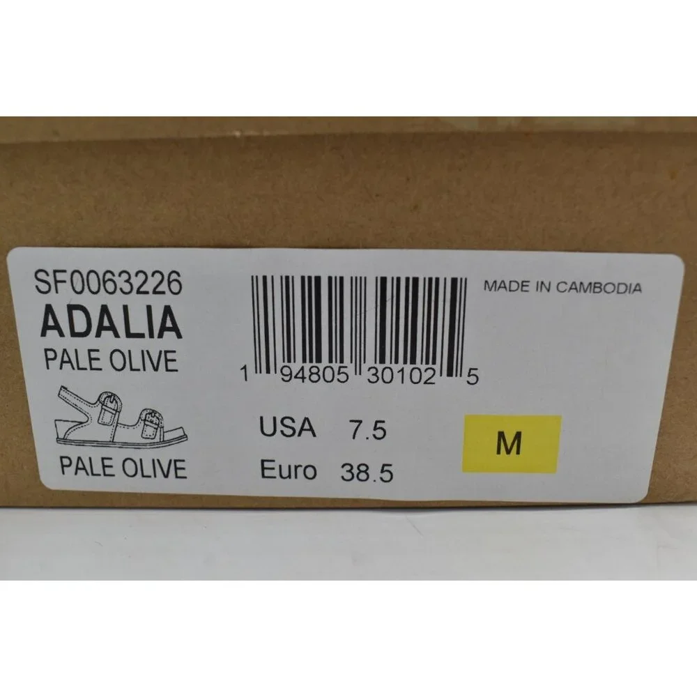 Sofft Women Size 7.5 Adalia Pale Olive Buckle Suede Croc Embossed Leather Sandal